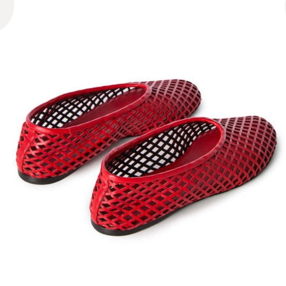 Proenza Schouler Red Tee Perforated Ballet Flats - Picture 2 of 8